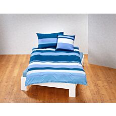 Parure de lit à rayures bleues et blanches