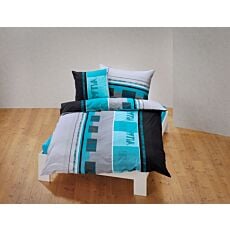 Parure de lit aux coloris vert-gris-noir – Fourre de duvet