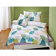 Parure de lit blanc avec des feuilles de ginkgo colorées