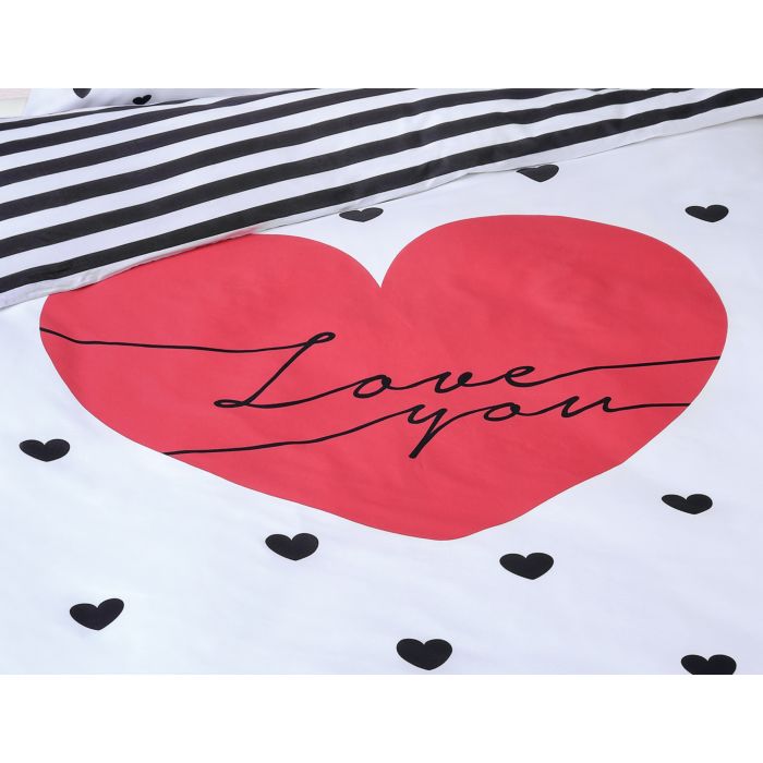 Parure De Lit Avec Motif De Cœur Et Love You En Noir Blanc Rouge Linge De Lit Ch